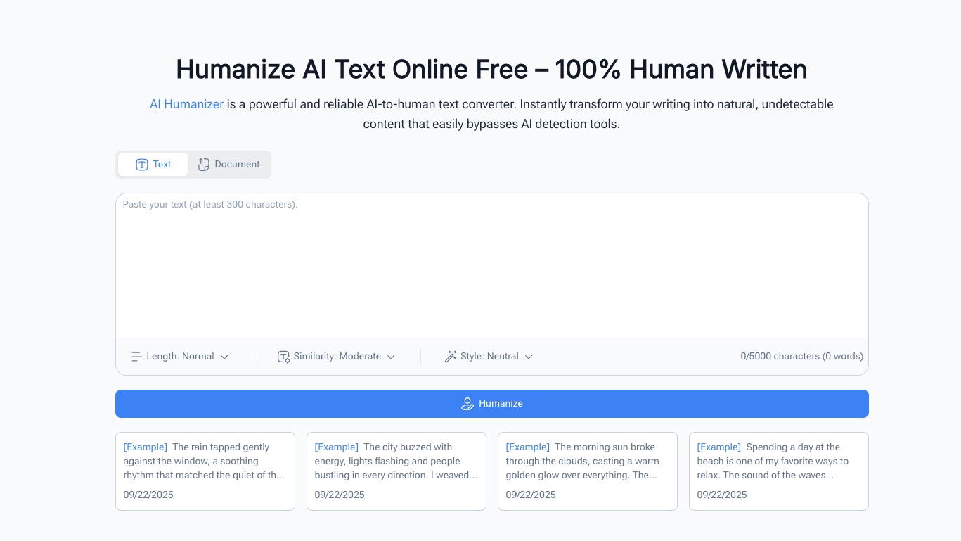 Humanize AI Text Online Free – 100% Human Written - AItrendytools