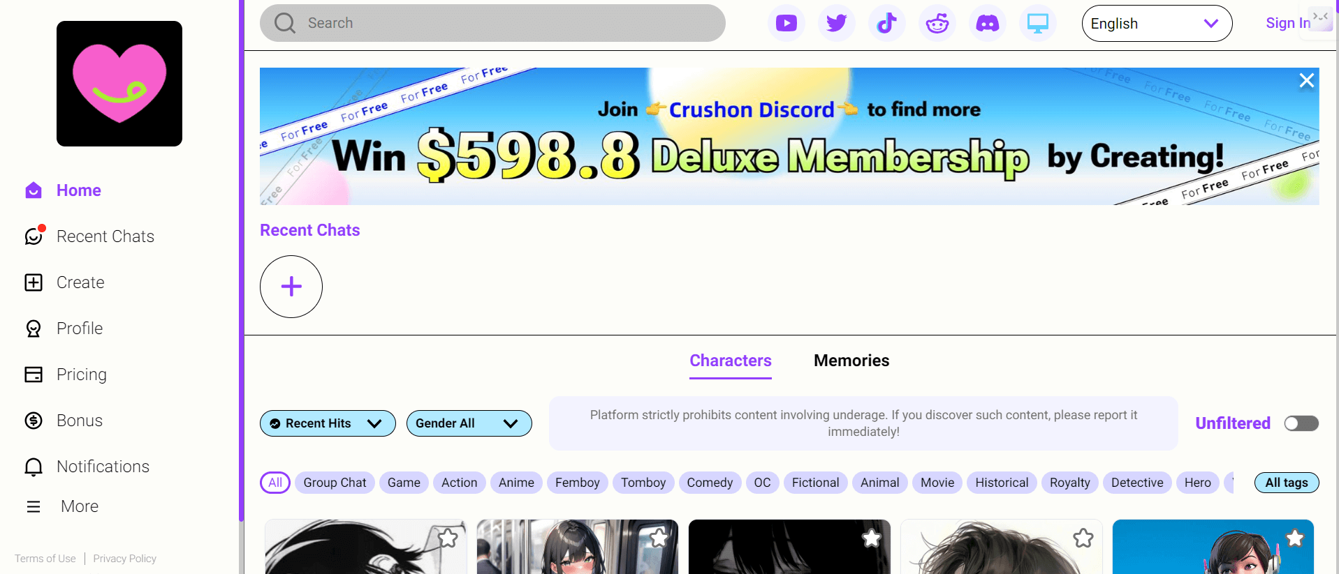 CrushOn AI: Interactive NSFW AI Chat Platform - AItrendytools