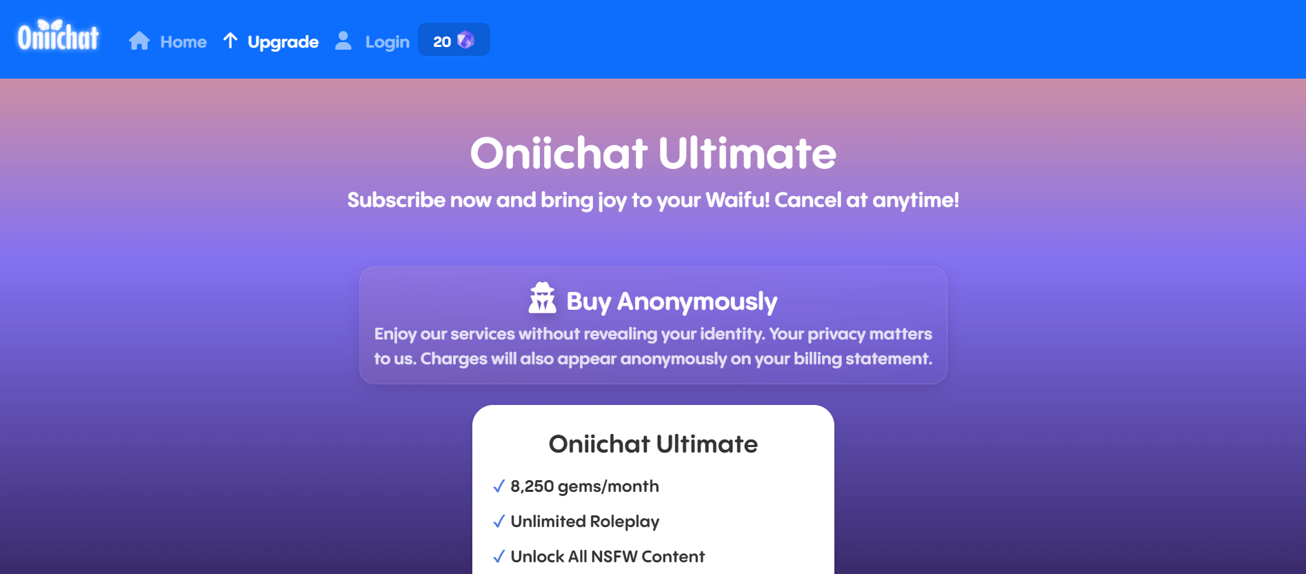 Oniichat: Immersive AI Chat| NSFW Options - AItrendytools