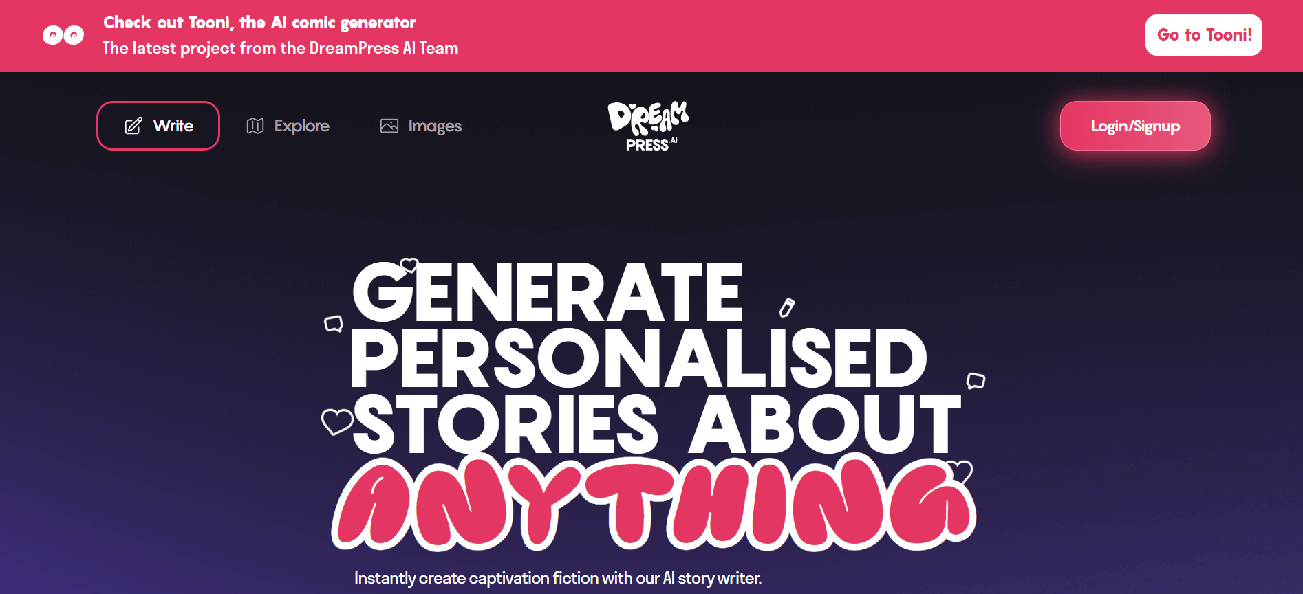 Dreampress AI: Your Personal AI Story Generator & Writer - AItrendytools