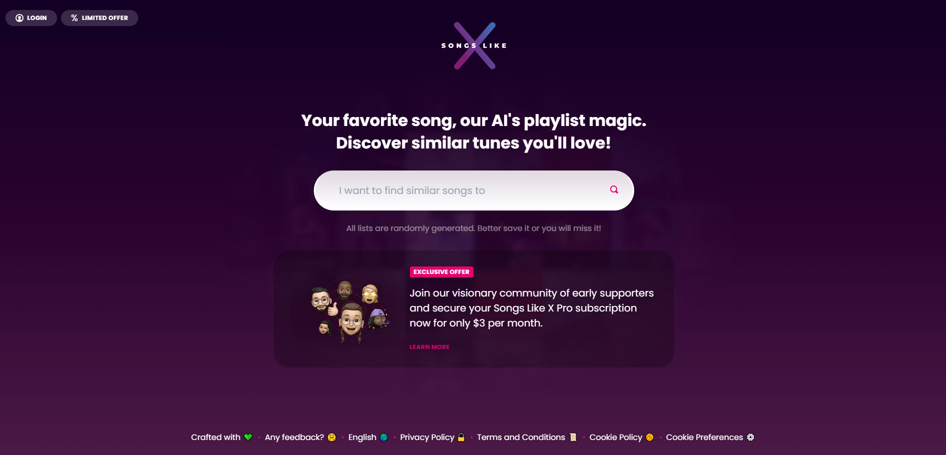 Songs Like X: AI-Powered Music Discovery Platform - AItrendytools