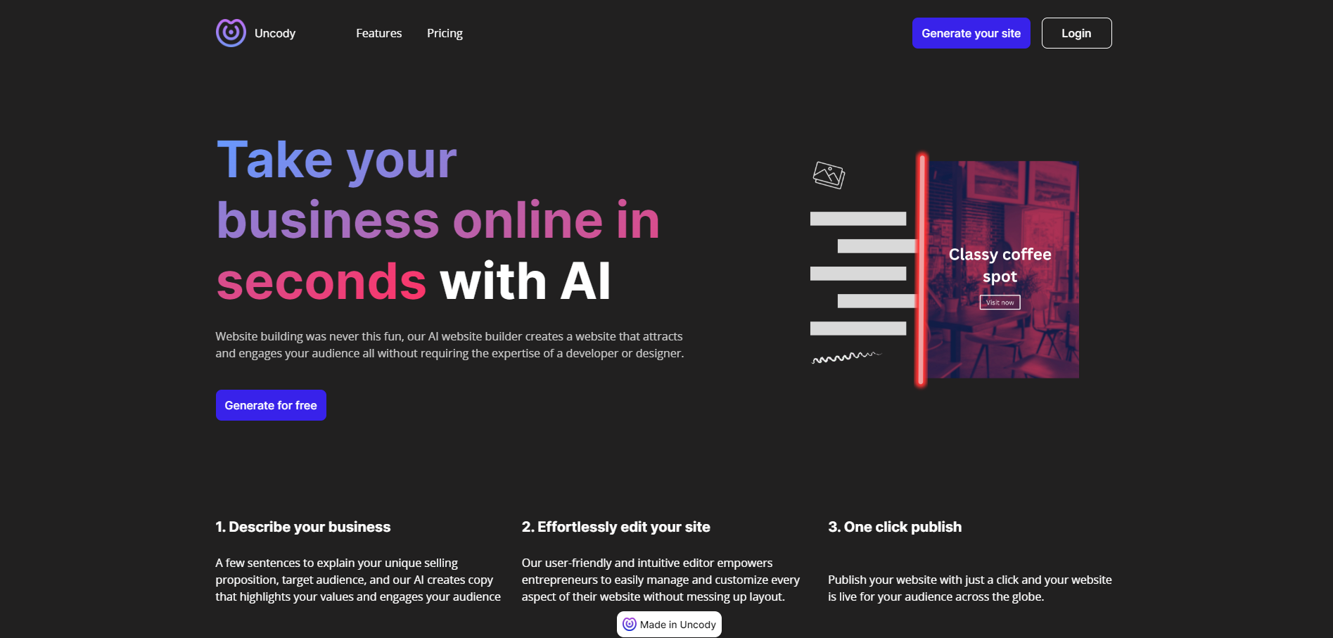 Uncody: Turn Designs into Code Magically | Web Tool - AItrendytools
