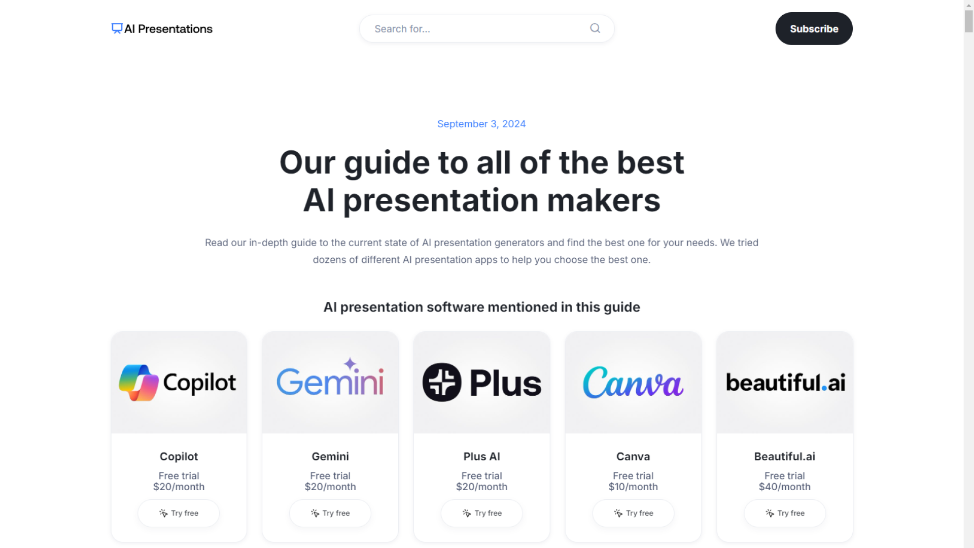 In-depth reviews of dozens of AI presentation makers - AItrendytools