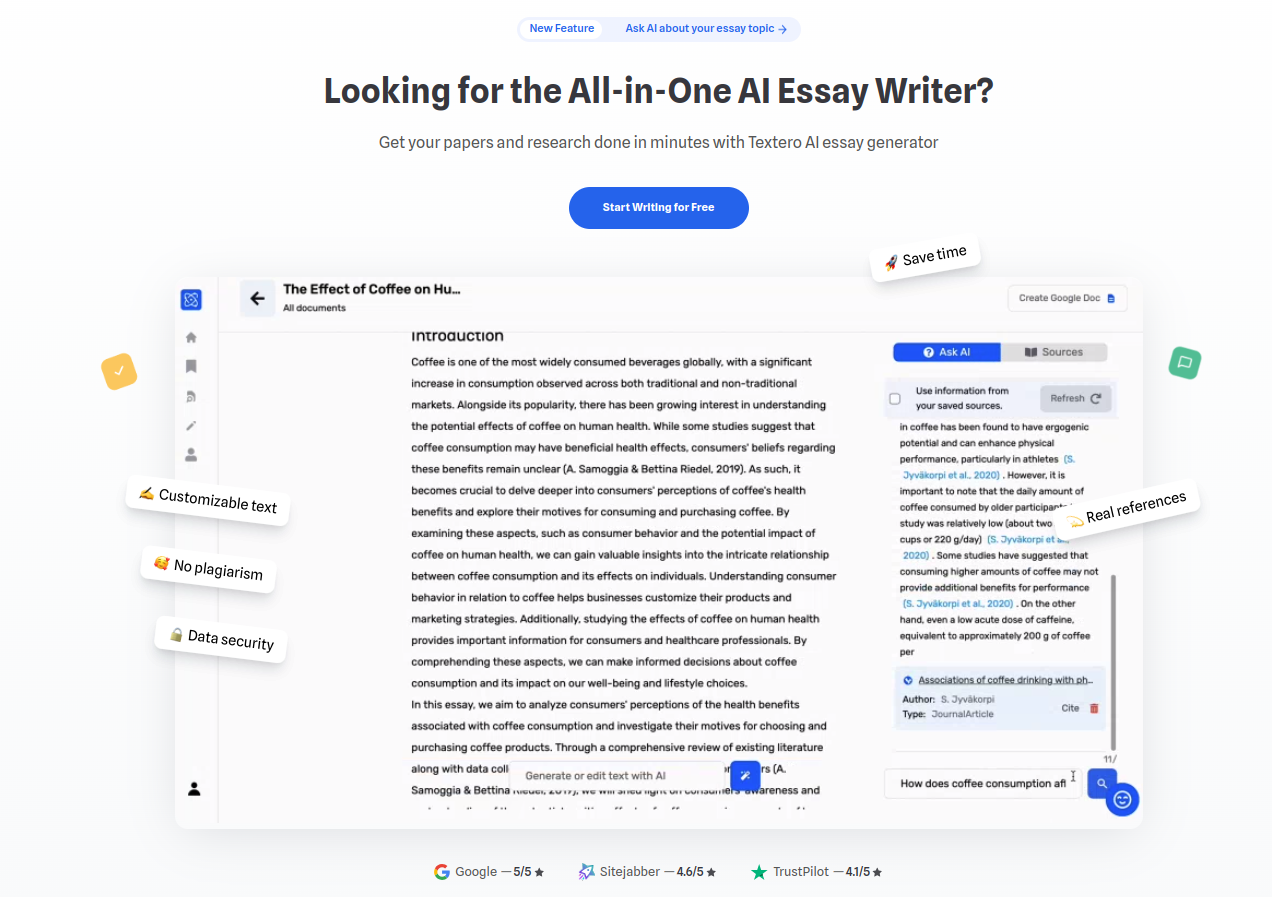 Textero AI: Smart Essay Writing Assistant for Students - AItrendytools