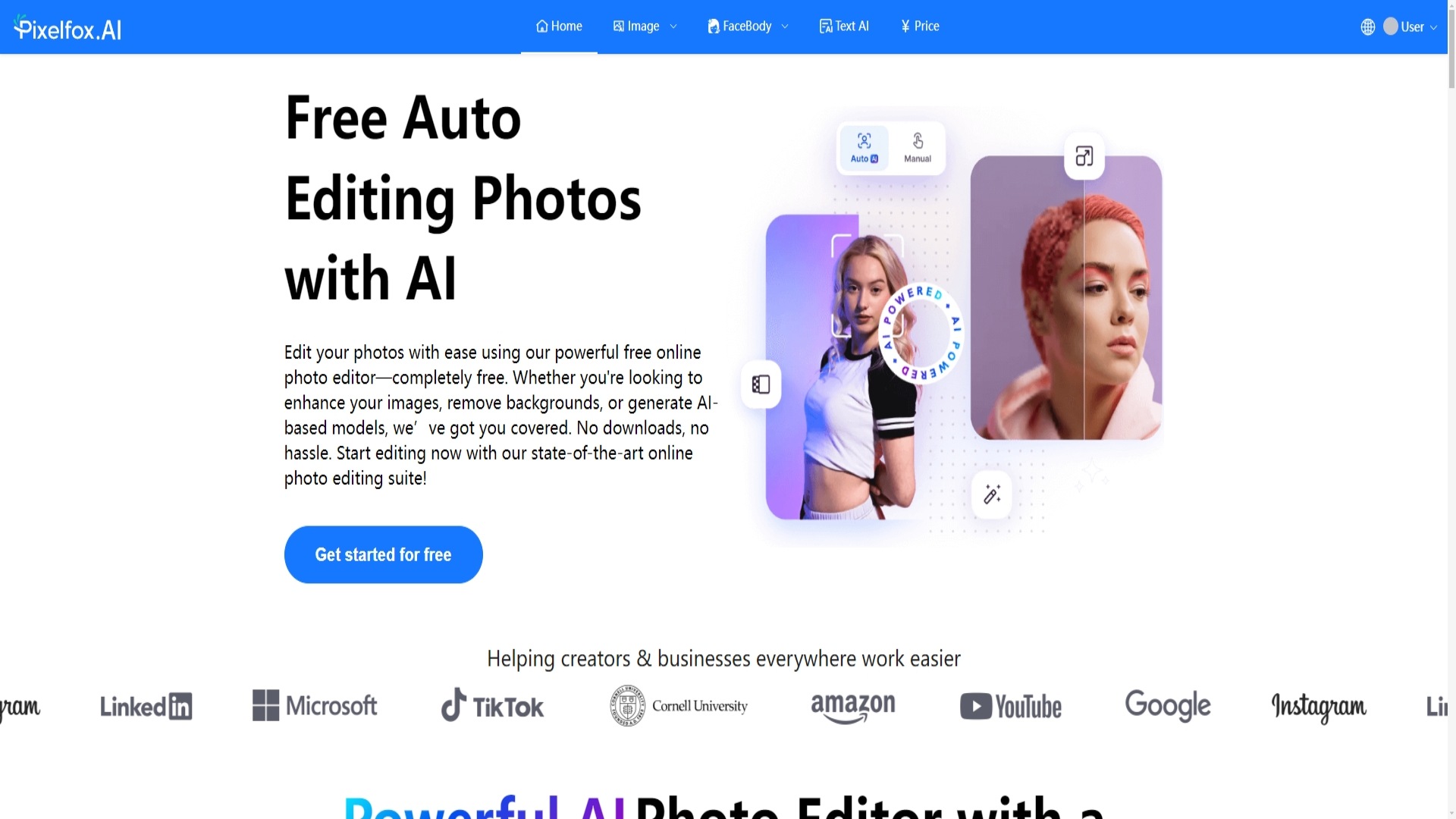 Pixelfox AI - Free AI Edit photos online free - AItrendytools