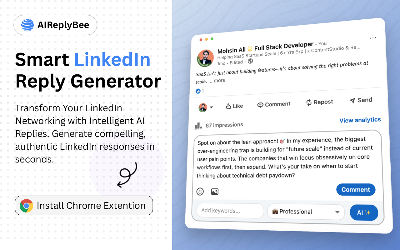 AIReplyBee – Smart LinkedIn Reply Generator - AItrendytools