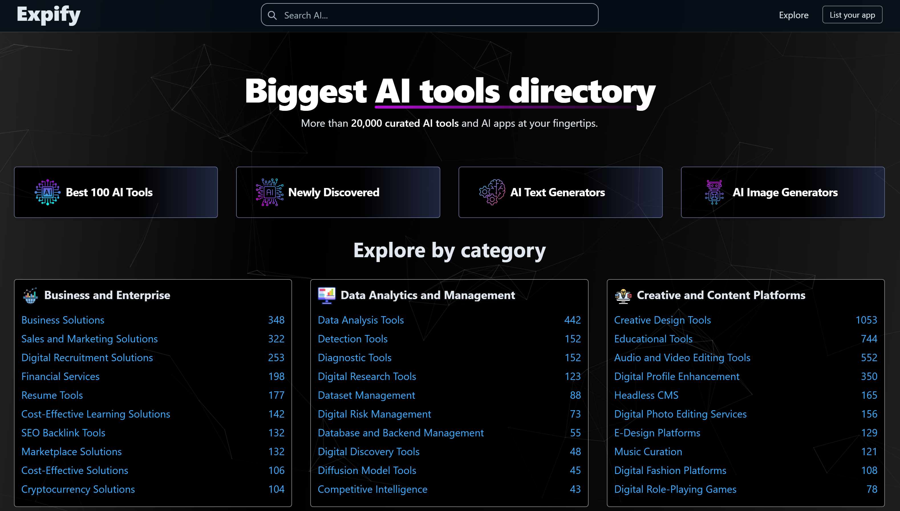 Expify is the ultimate AI tools directory