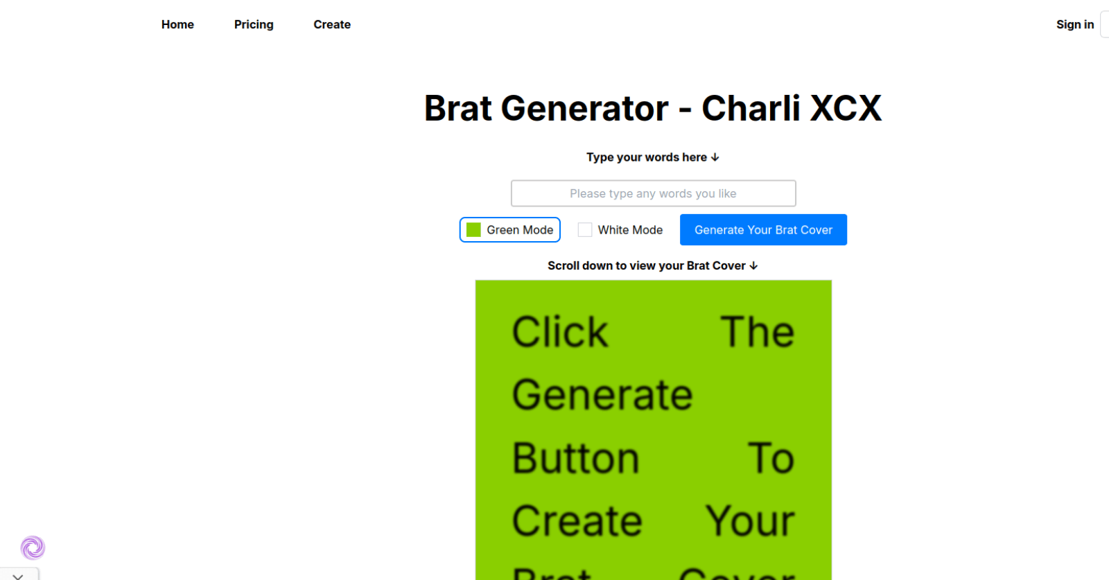 Create Custom Brat-Style Album Covers | Brat Generator - AItrendytools