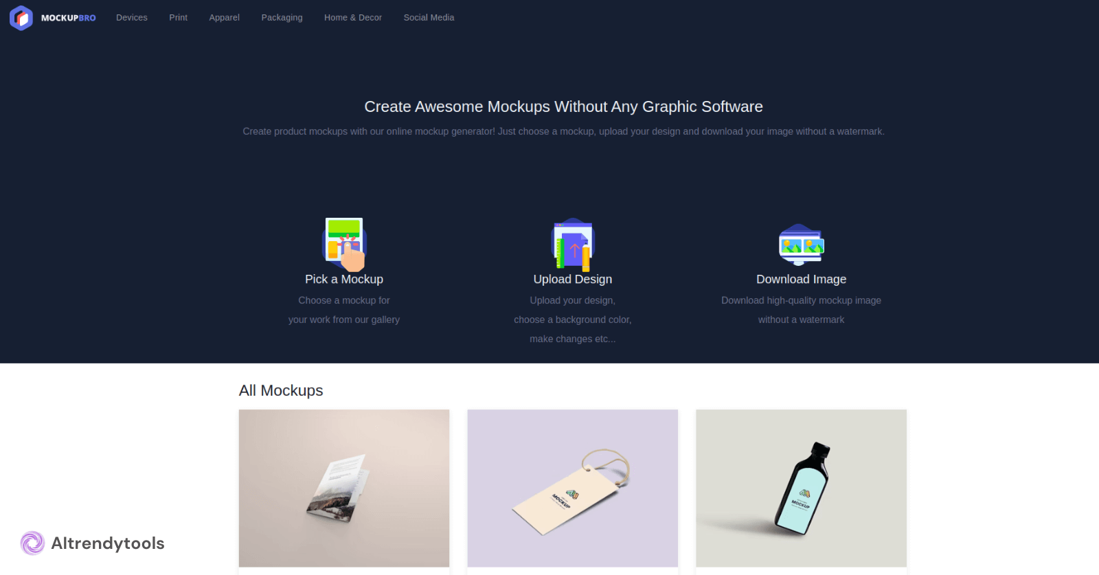 MockupBro: Free Online Mockup Generator for Professional Designs - AItrendytools
