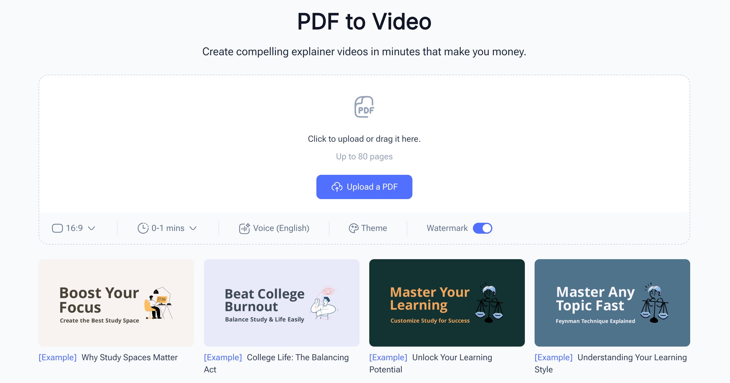 Create explainer videos from PDFs or any contents in minutes. - AItrendytools