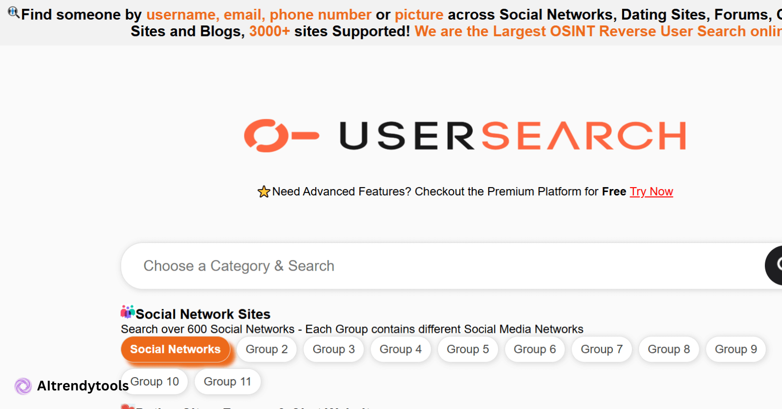 Username Search Tool - Find Profiles Across 600+ Sites - AItrendytools